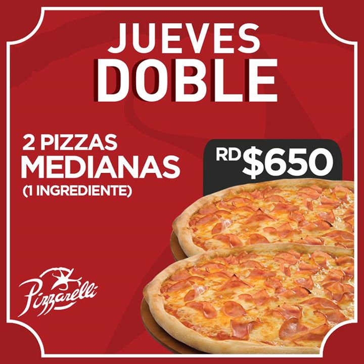 2 Pizzas Medianas (1 Ingrediente)